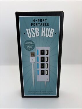 4-Port Portable USB Hub with Individual Switches - White